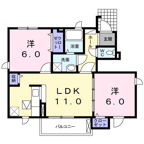 サピーアルドーレ(2LDK/1階)の間取り写真