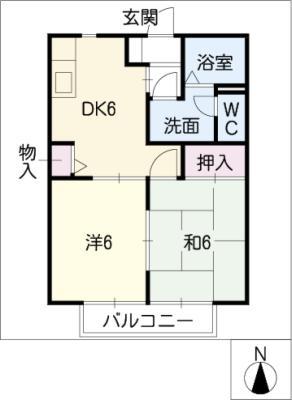 シャトル東向山(2DK/2階)の間取り写真