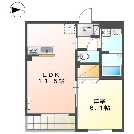 ウィッシングウェル(1LDK/1階)の間取り写真
