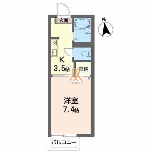 グリーンハイツ2F(1K/2階)の間取り写真