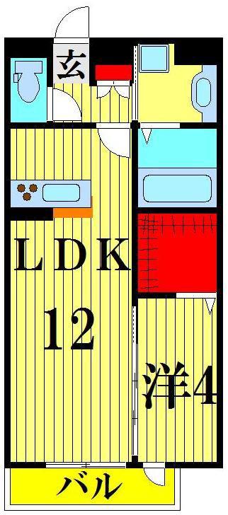 ロイジェントパークスレイクタウンG(1LDK/3階)の間取り写真