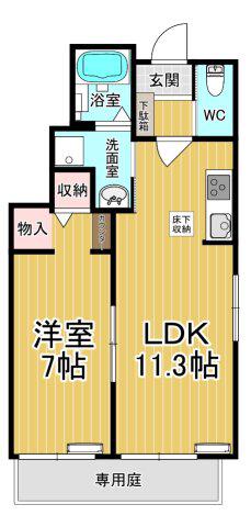 PARK FOREST A(1LDK/1階)の間取り写真