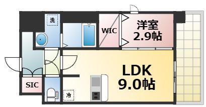 シャテーニュ上本町(1LDK/5階)の間取り写真