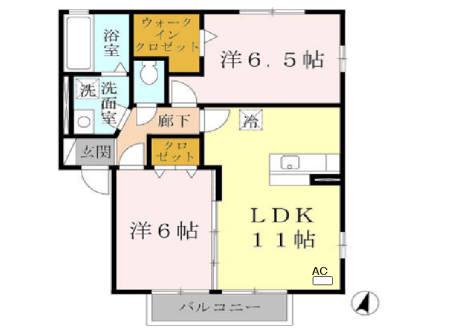 パストラル福田(2LDK/1階)の間取り写真