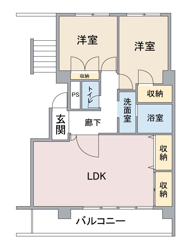 クレール延珠 北棟(2LDK/2階)の間取り写真