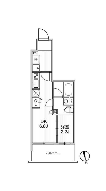 リテラス南千住サウス(1DK/7階)の間取り写真