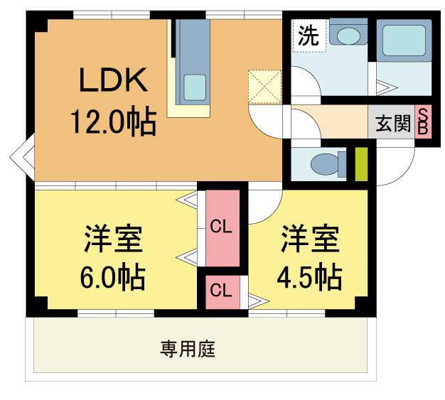 プリメール安倉(2LDK/1階)の間取り写真