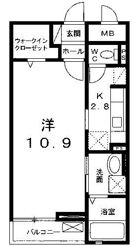 ブライトハウス(1K/1階)の間取り写真