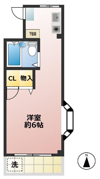 コーポ宮本(ワンルーム/2階)の間取り写真