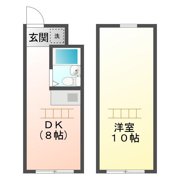 パル上小出B(1DK/2階)の間取り写真