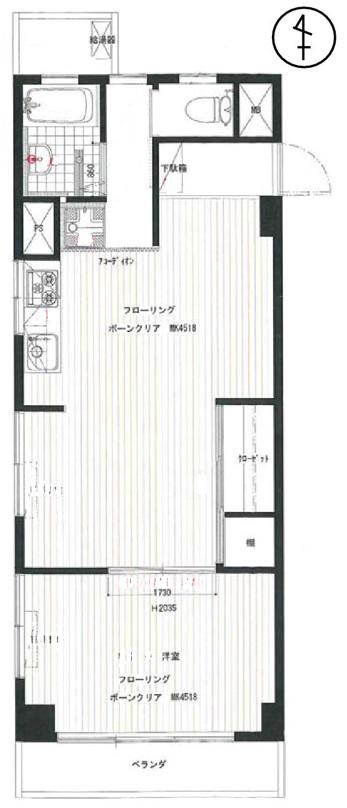 秀和新坂町レジデンス(1LDK/2階)の間取り写真