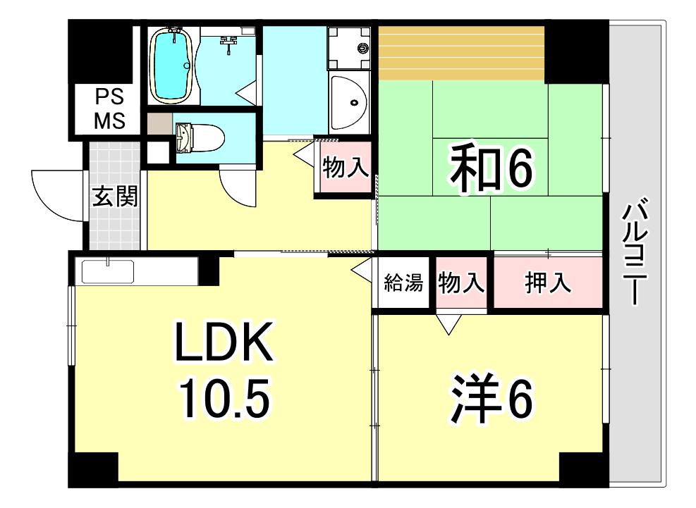 メイカビル(2LDK/9階)の間取り写真