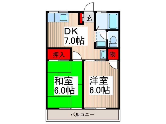 スタ-3(2DK/1階)の間取り写真