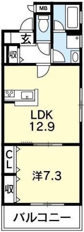 ロジェ・空港通(1LDK/4階)の間取り写真