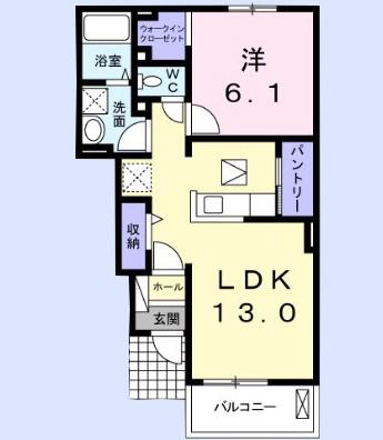 セゾン・ドミール(1LDK/1階)の間取り写真