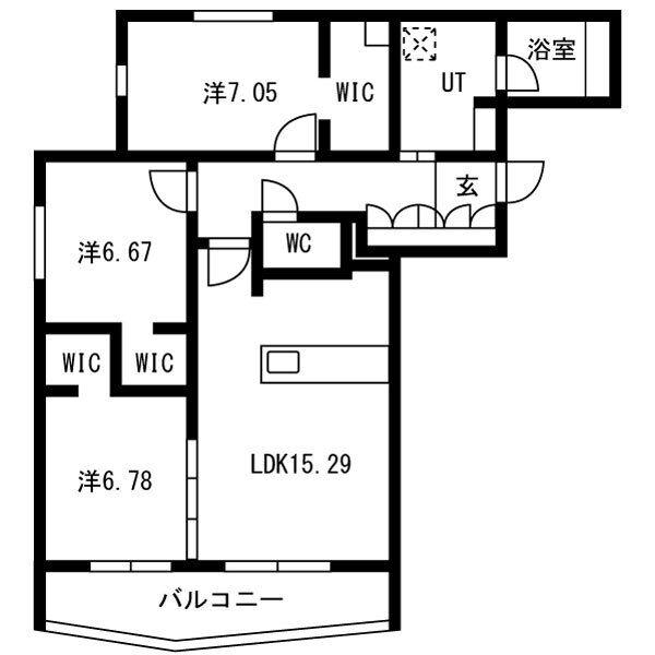 ピオネロ恵庭II(3LDK/1階)の間取り写真
