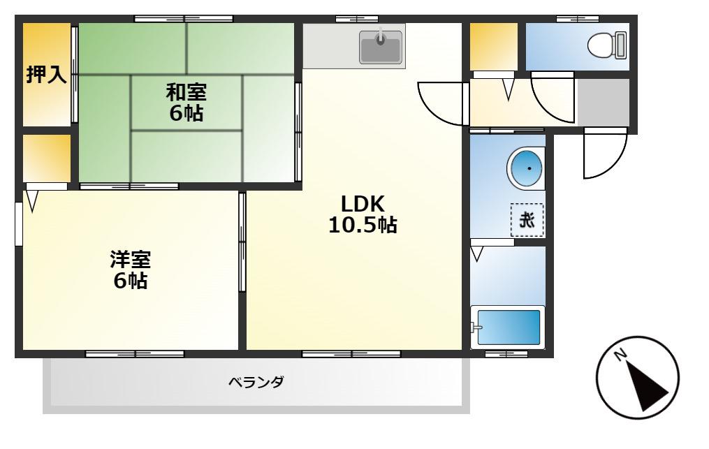 サンフィールド(2LDK/1階)の間取り写真