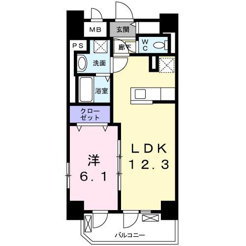 GRAND CIEL(1LDK/6階)の間取り写真
