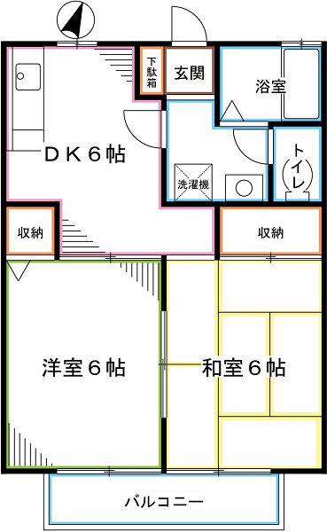 グレイス・パル II棟(2DK/2階)の間取り写真