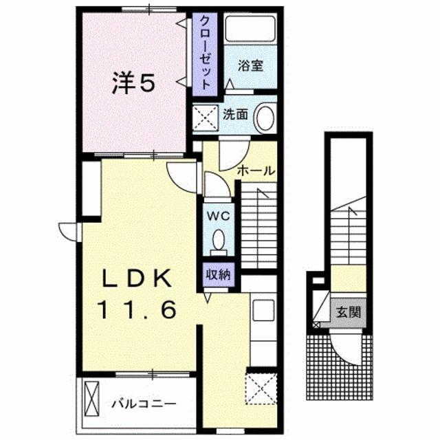 ヴィオラ(1LDK/2階)の間取り写真