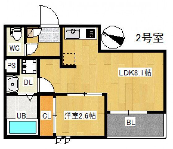 R-SMART SACRALERS庚午1(1LDK/1階)の間取り写真