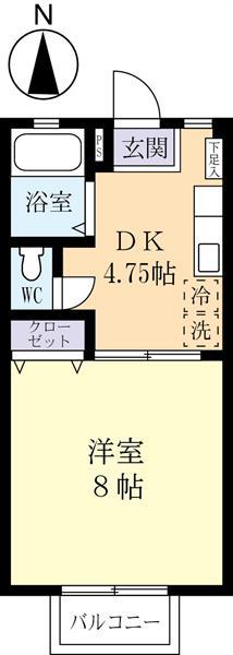 ビックハイツNO.1(1DK/1階)の間取り写真