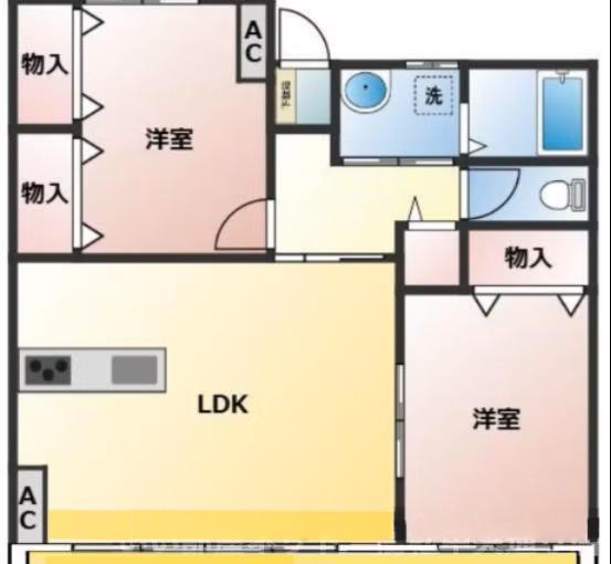 シャングリラーG(2LDK/2階)の間取り写真