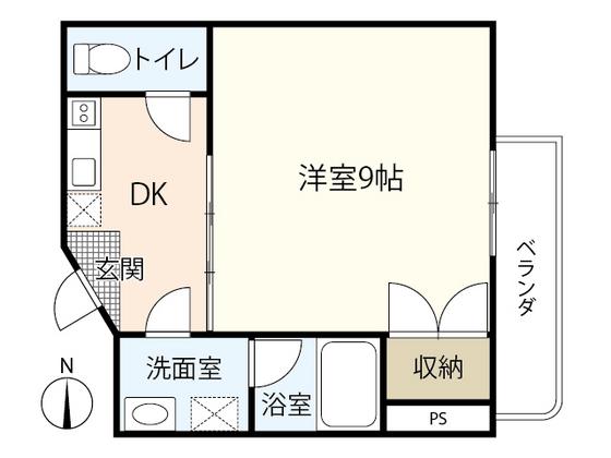 ALLOGGIO浜本(1K/3階)の間取り写真