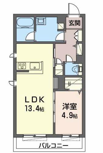 レジリエンス甲子園六石町(1LDK/2階)の間取り写真
