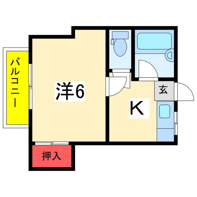 シティハウスセキヤ(1K/2階)の間取り写真