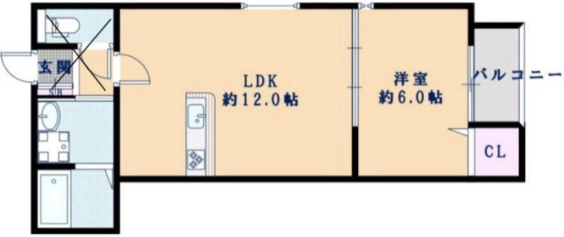 ハウスモメゾン大浜 B(1LDK/1階)の間取り写真