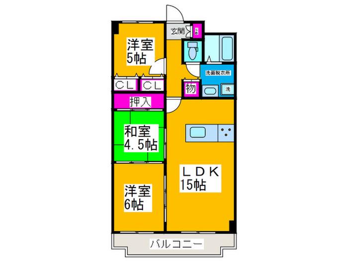 サンライズガーデン三国ヶ丘(3LDK/5階)の間取り写真
