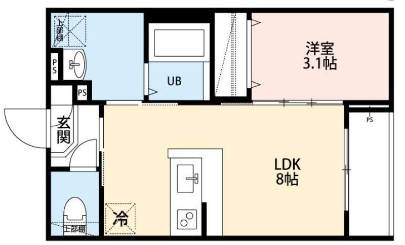 クロワッサン六町(1LDK/3階)の間取り写真