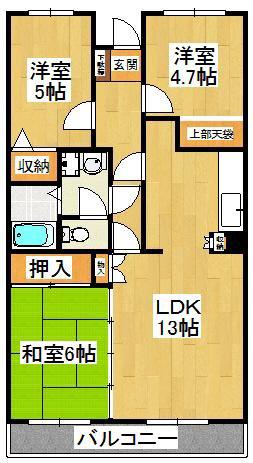 グランシャリオ誠治館(3LDK/3階)の間取り写真