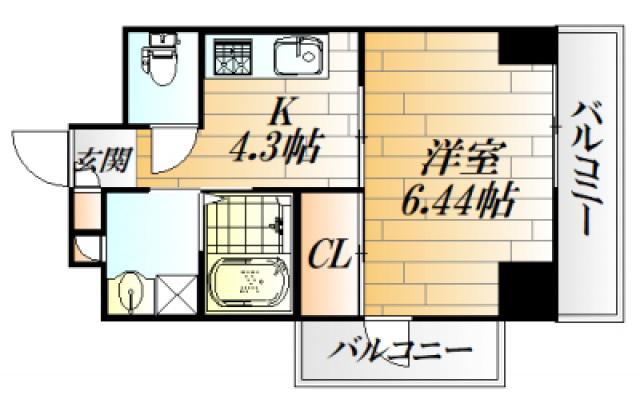 ラパーズタカタ(1DK/3階)の間取り写真