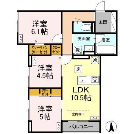 グランドゥール ラテール(3LDK/1階)の間取り写真