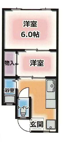 ハイツ永沢(2DK/3階)の間取り写真