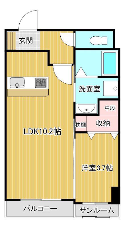 セレニティ藤木(1LDK/3階)の間取り写真