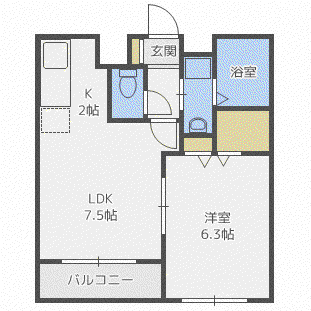 スカイハウス(1LDK/1階)の間取り写真