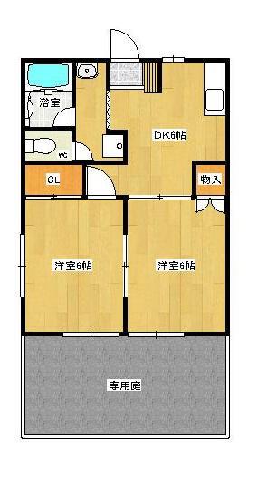 ハイム田ぶち(2DK/1階)の間取り写真
