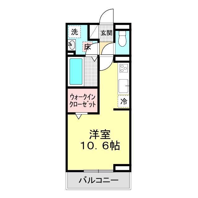 ディアライズ小郡船倉町B棟(ワンルーム/1階)の間取り写真