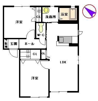 メゾン・フルール(2LDK/1階)の間取り写真