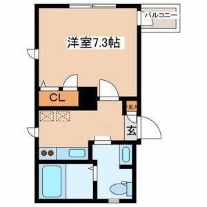 ブリリアント市ヶ谷(1K/2階)の間取り写真