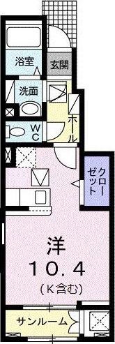 レジデンス・ケイ(ワンルーム/1階)の間取り写真