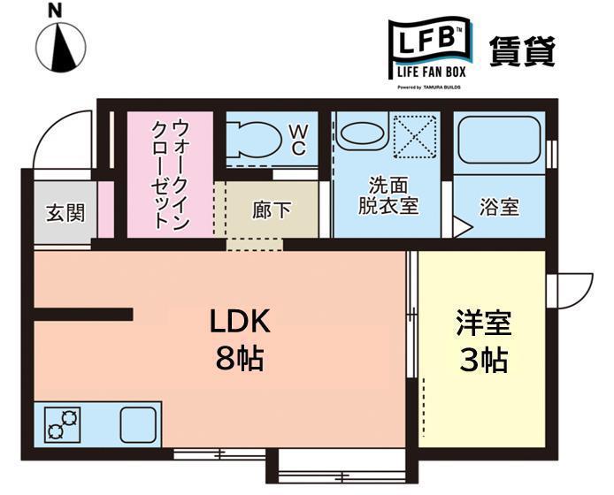 SAKURA STAGE 九工大前(1LDK/1階)の間取り写真