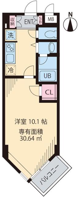 ビイルーム自由が丘(1K/4階)の間取り写真