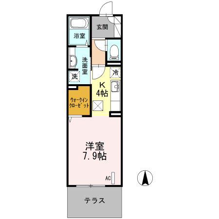 LUANA湘南(1K/1階)の間取り写真