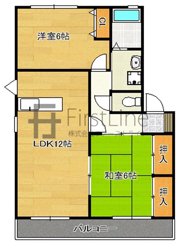 コンフォート吉塚II C棟(2LDK/2階)の間取り写真