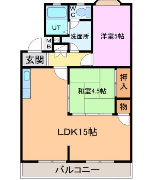 ロイヤルコーポ桂(2LDK/1階)の間取り写真