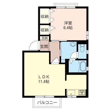ヒルトップS(1LDK/1階)の間取り写真